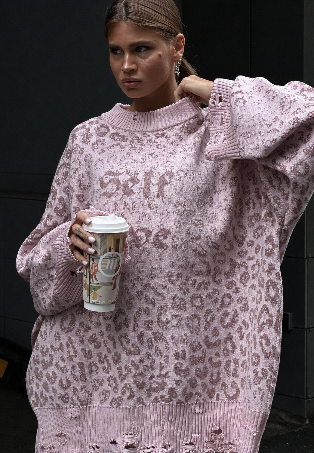 Jersey oversize mujer estampado gráfico detalles rotos - Liora