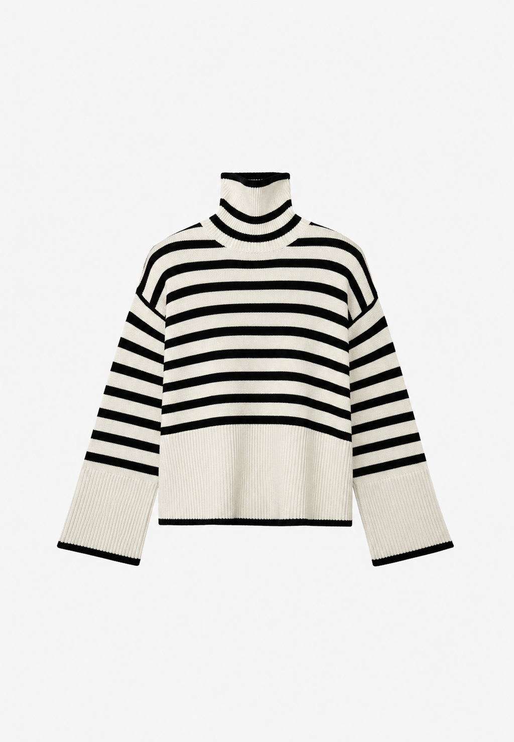 Jersey oversize mujer rayas cuello vuelto manga amplia - Leonie