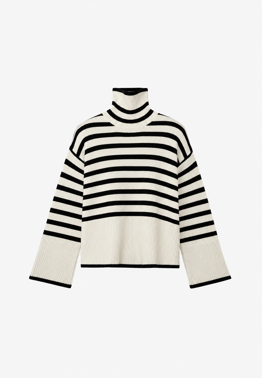 Jersey oversize mujer rayas cuello vuelto manga amplia - Leonie