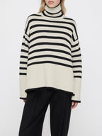 Jersey oversize mujer rayas cuello vuelto manga amplia - Leonie