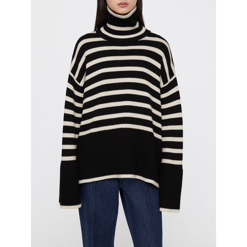 Jersey oversize mujer rayas cuello vuelto manga amplia - Leonie