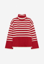 Jersey oversize mujer rayas cuello vuelto manga amplia - Leonie