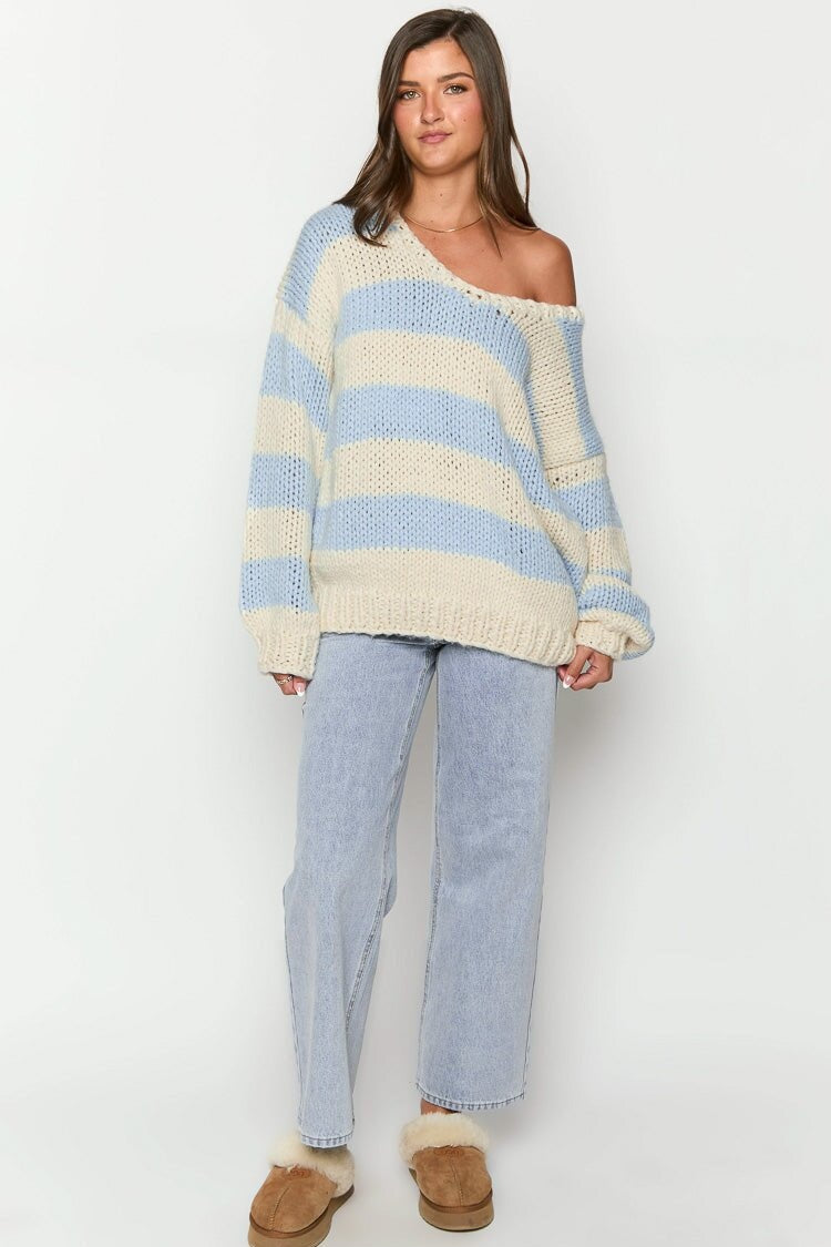Jersey oversize mujer rayas hombros descubiertos - Frida