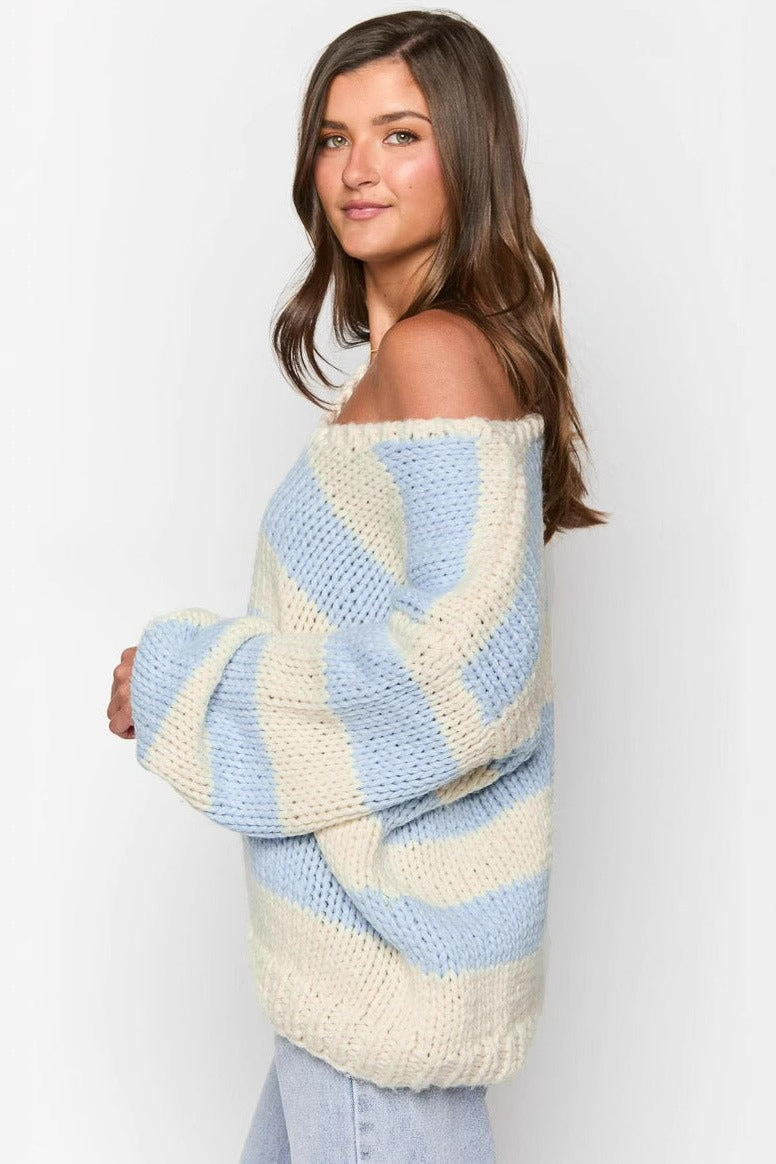 Jersey oversize mujer rayas hombros descubiertos - Frida