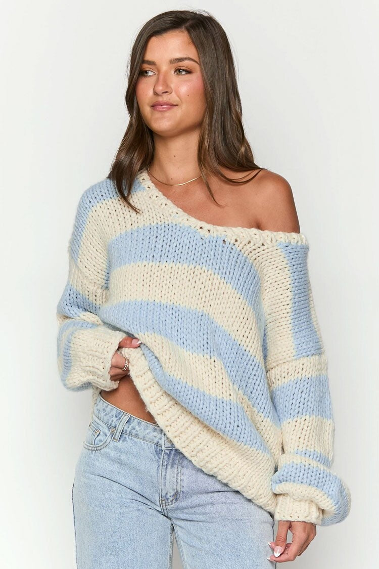 Jersey oversize mujer rayas hombros descubiertos - Frida