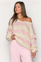 Jersey oversize mujer rayas hombros descubiertos - Frida