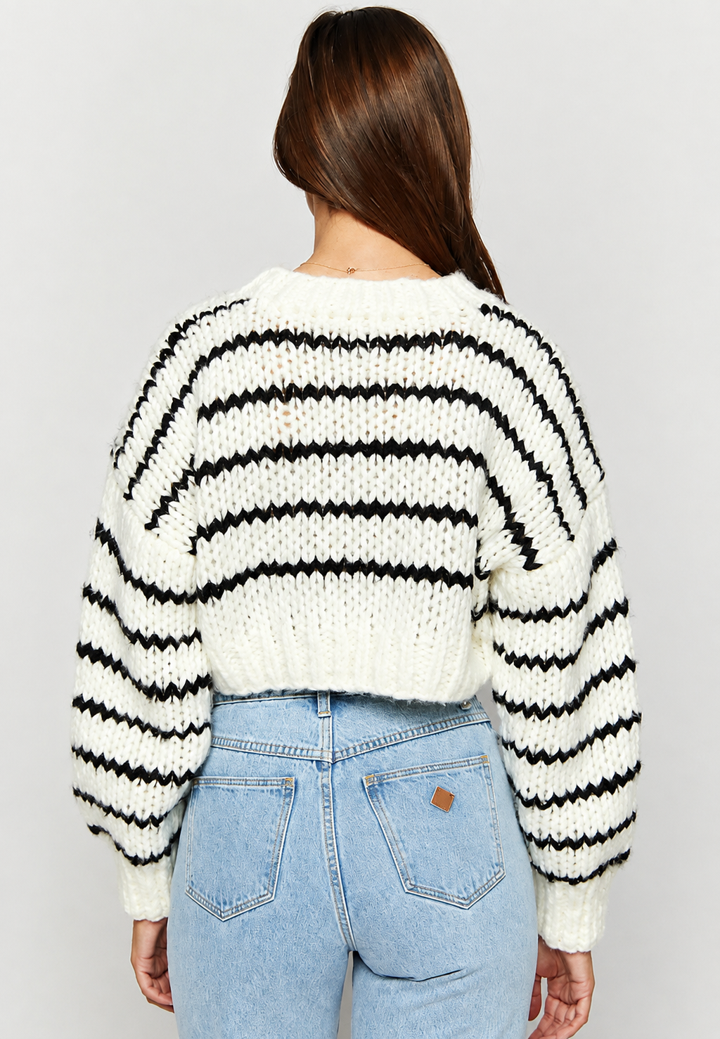 Jersey oversize punto grueso manga amplia cuello redondo - Ovacona