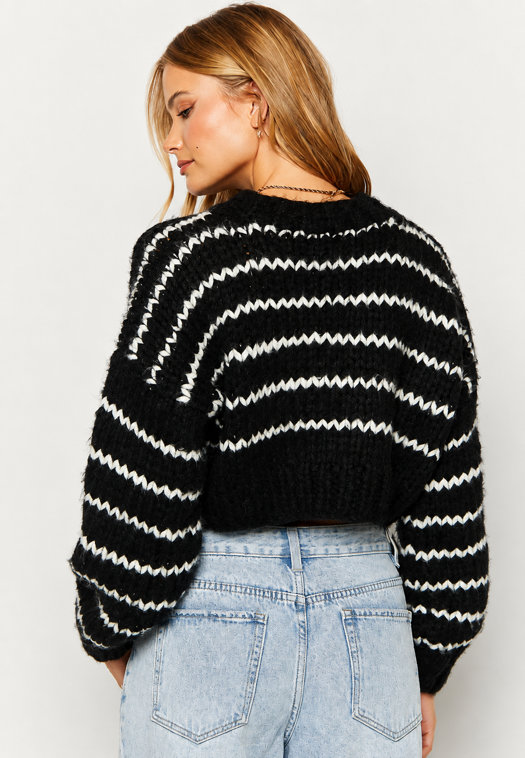 Jersey oversize punto grueso manga amplia cuello redondo - Ovacona