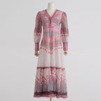 Vimke - Vestido con cuello en V y estampado empalmado
