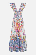 June - Vestido Maxi Estampado Floral con Volantes