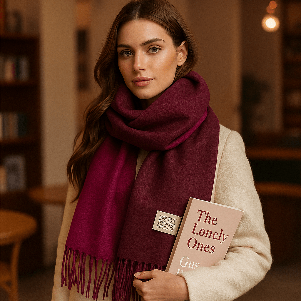 Bufanda reversible efecto pashmina para mujer - Elena