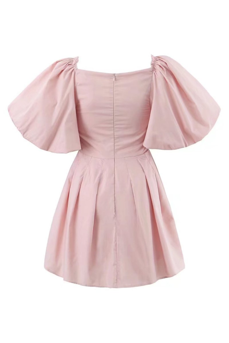 Lydia - Vestido Mini con Nudo y Mangas Abullonadas