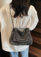 Bolso mujer denim estilo urbano cadena metálica - Briseida