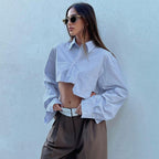 Juliet - Camisa oversize abotonada de doble botonadura