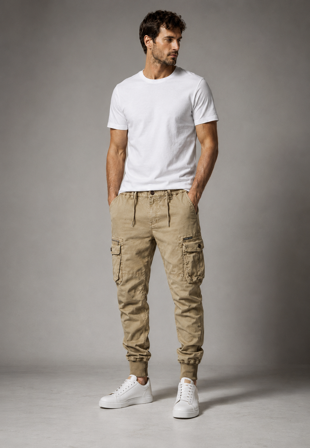 Pantalón jogger cargo hombre multibolsillos con cremallera - Nicolai