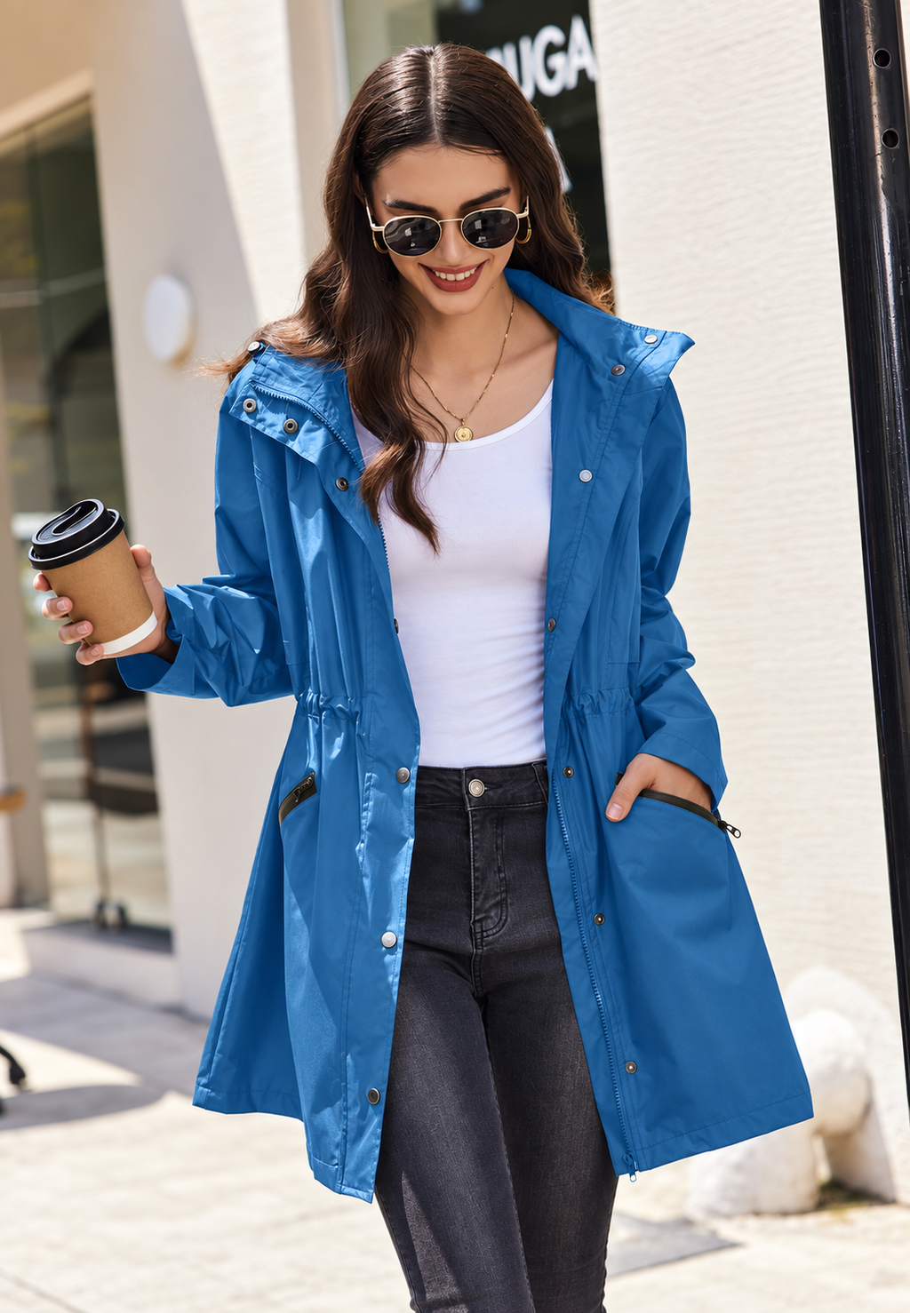 Parka impermeable mujer capucha cintura ajustable - Vérane