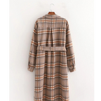 Chantal - Abrigo largo de cuadros para mujer, estilo otoñal, corte holgado