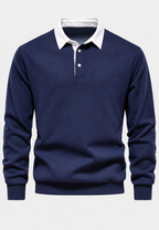 Polo hombre manga larga cuello contraste botonadura corta - Cassian