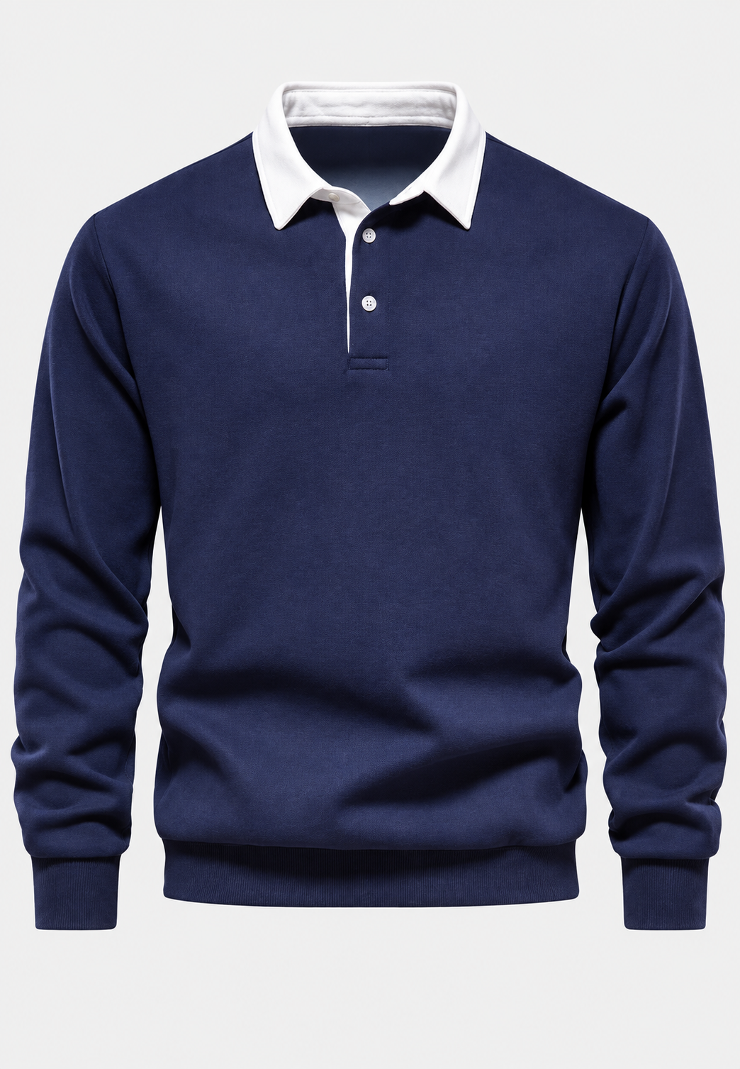Polo hombre manga larga cuello contraste botonadura corta - Cassian