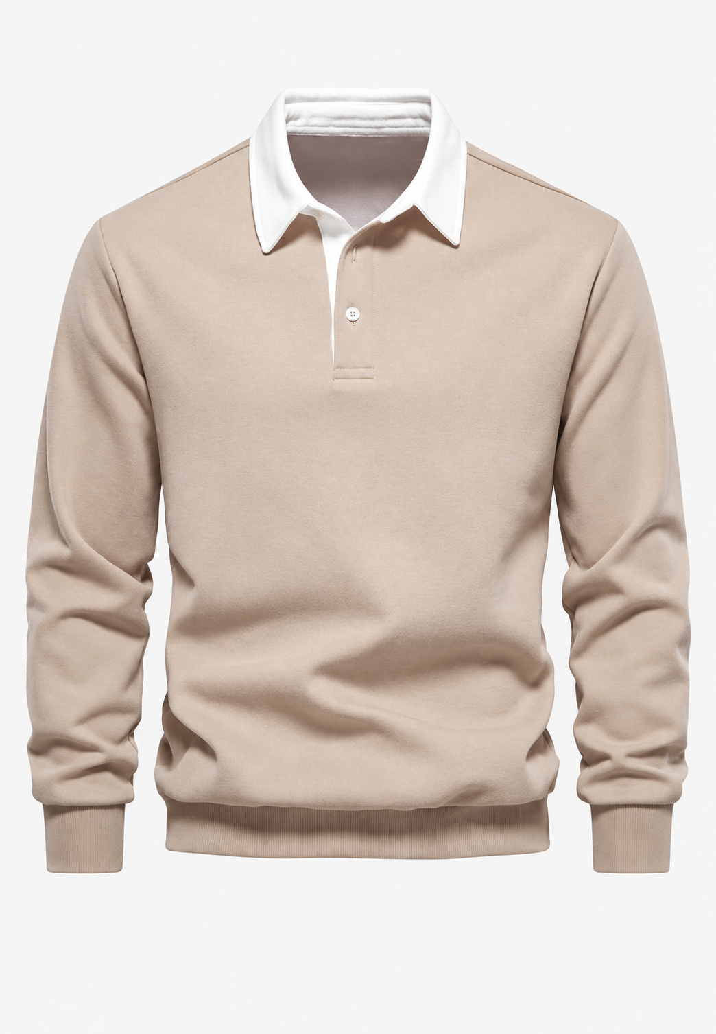Polo hombre manga larga cuello contraste botonadura corta - Cassian