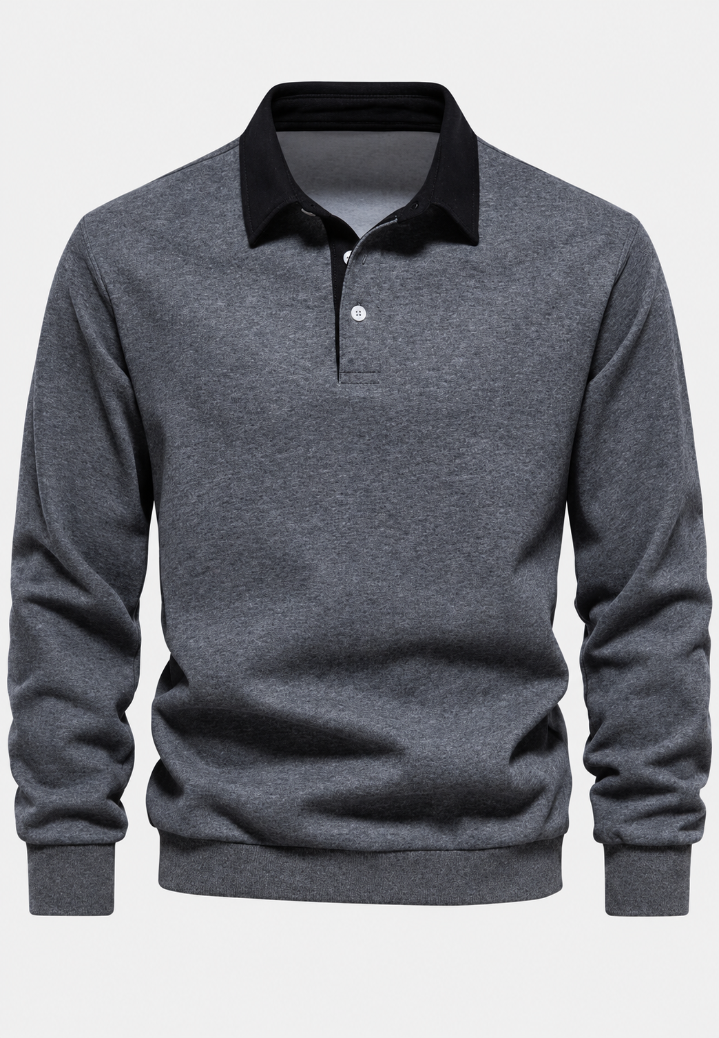 Polo hombre manga larga cuello contraste botonadura corta - Cassian