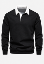 Polo hombre manga larga cuello contraste botonadura corta - Cassian