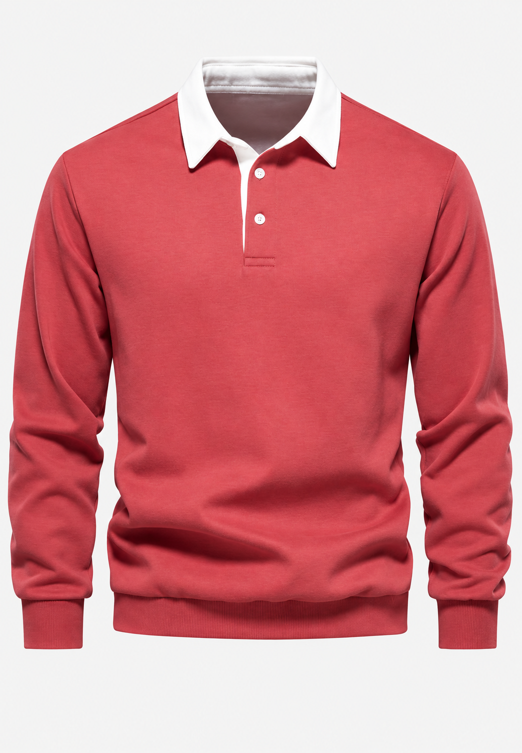 Polo hombre manga larga cuello contraste botonadura corta - Cassian