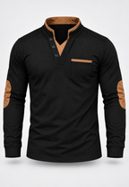 Polo hombre manga larga cuello mao detalles contraste - Corvin