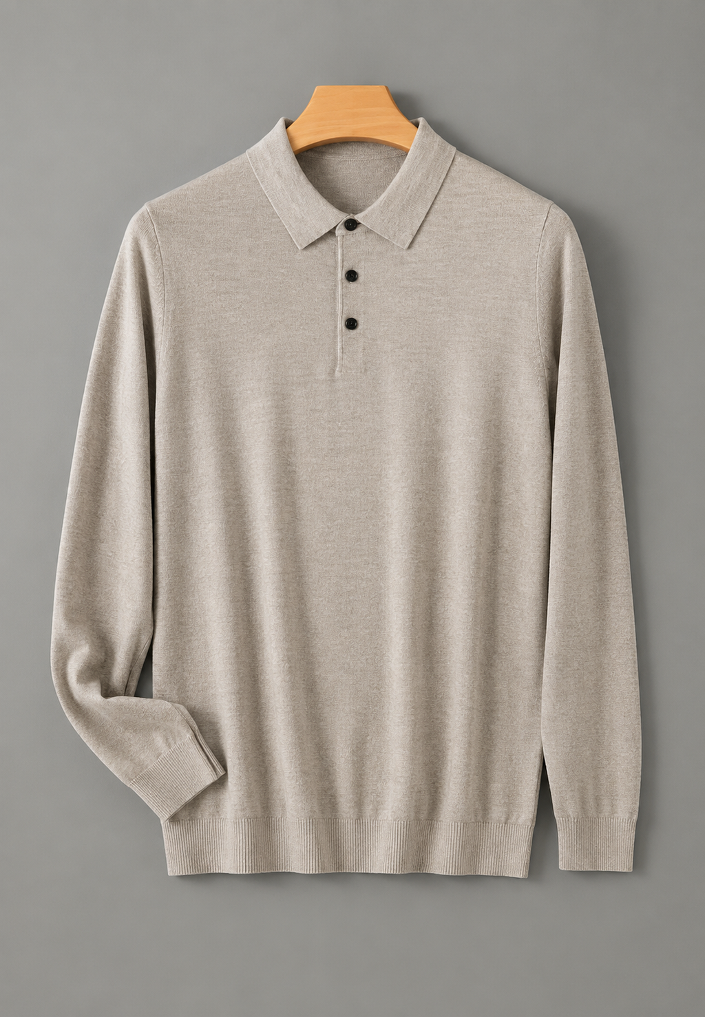 Polo hombre manga larga punto fino cuello abotonado - Aksel