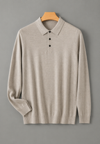 Polo hombre manga larga punto fino cuello abotonado - Aksel