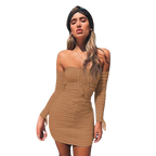 Laurette - Vestido bandage sexy con hombros descubiertos