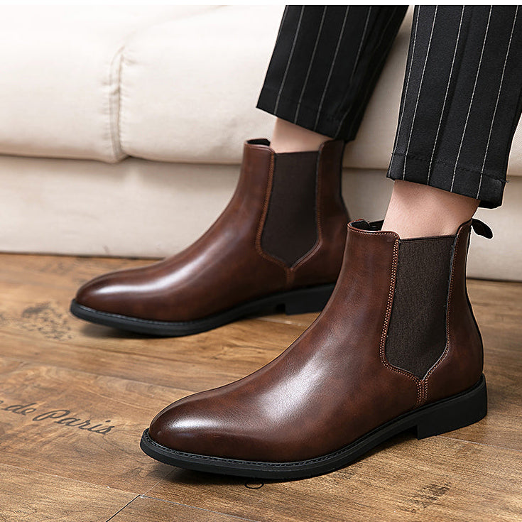 Botines de piel con elastico lateral para hombre - Heberto