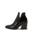 Amelia - Botines retro de piel sintética con puntera de muesca y tacón grueso
