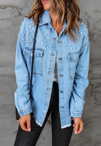 Chaqueta vaquera decorada con perlas - Émeline