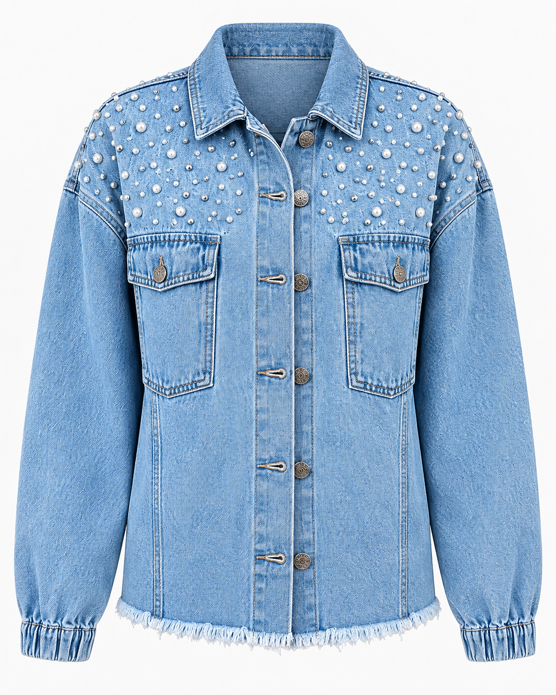 Chaqueta vaquera decorada con perlas - Émeline