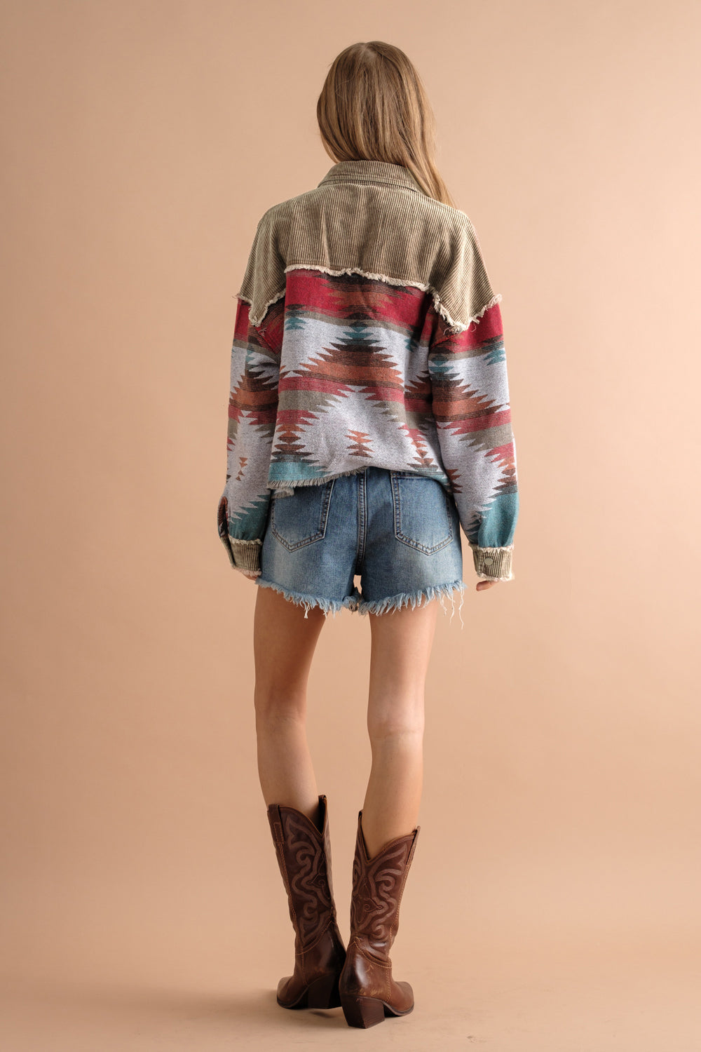 Sobrecamisa mujer combinada pana jacquard bolsillos - Océane