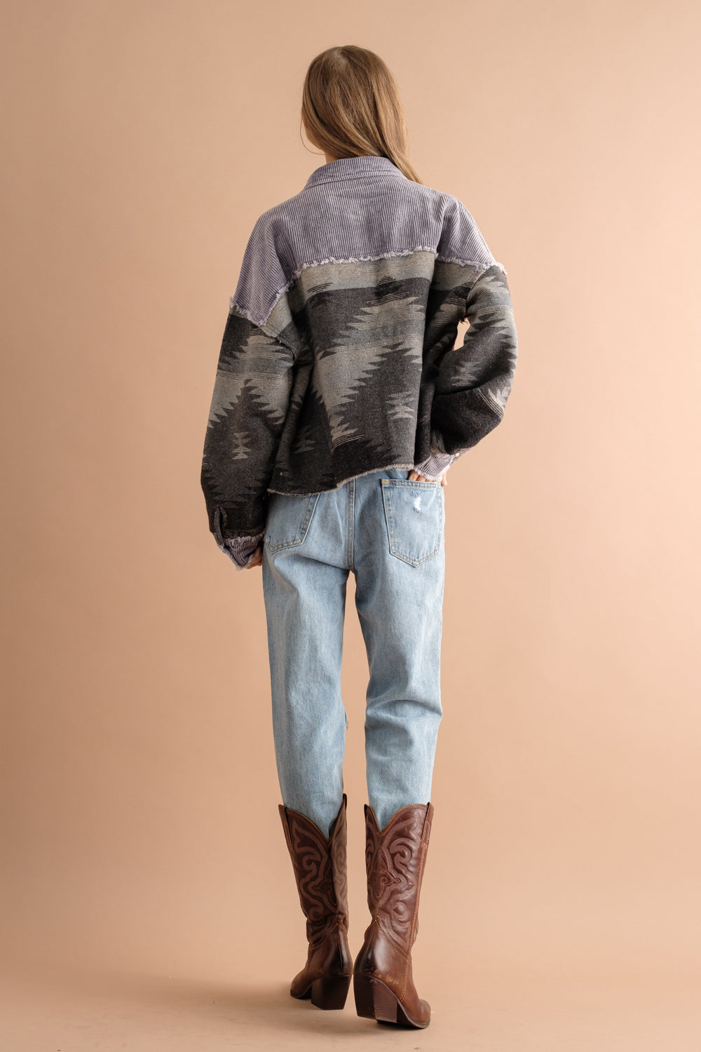 Sobrecamisa mujer combinada pana jacquard bolsillos - Océane