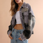 Sobrecamisa mujer combinada pana jacquard bolsillos - Océane