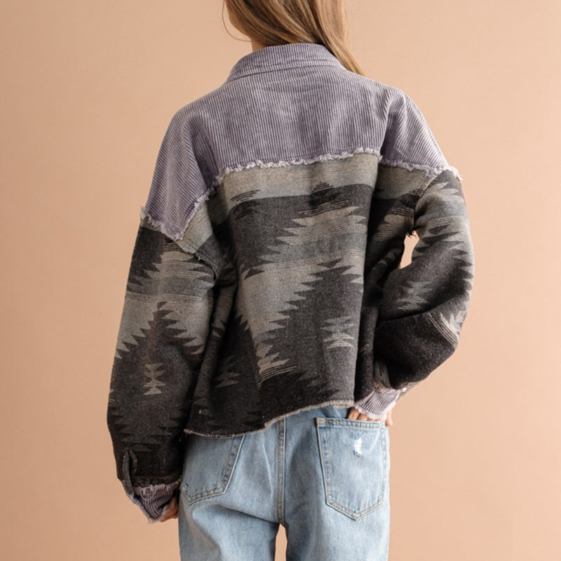 Sobrecamisa mujer combinada pana jacquard bolsillos - Océane
