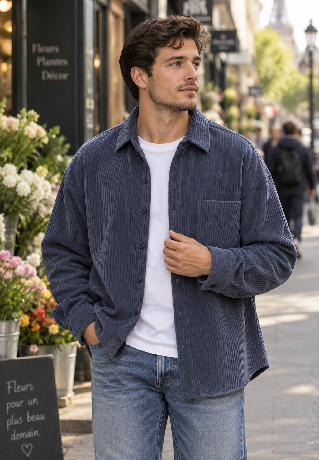Sobrecamisa pana hombre corte amplio bolsillo pecho - Mads