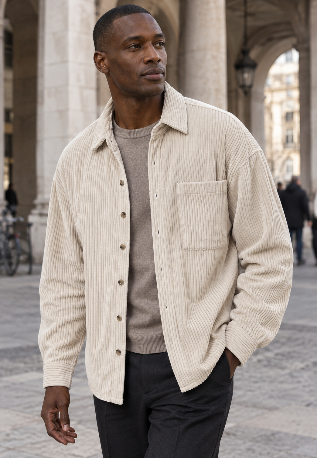 Sobrecamisa pana hombre corte amplio bolsillo pecho - Mads
