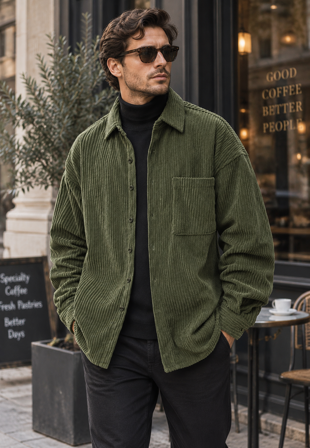 Sobrecamisa pana hombre corte amplio bolsillo pecho - Mads