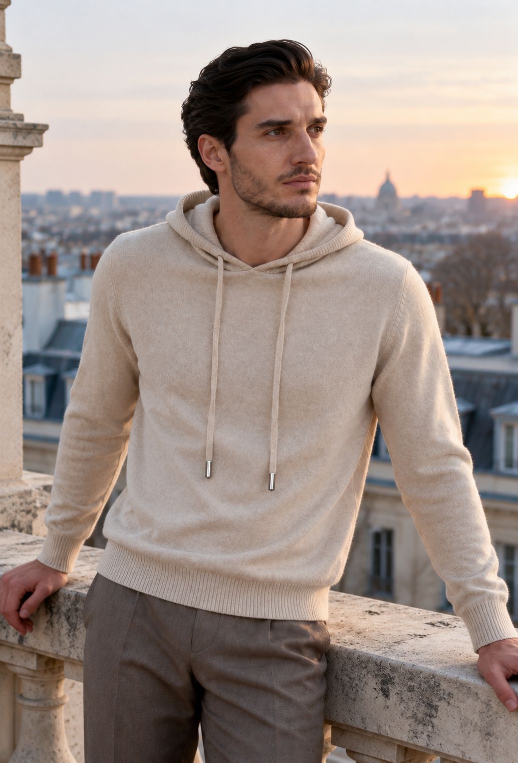 Sudadera de punto hombre capucha ajustable - Sébastien