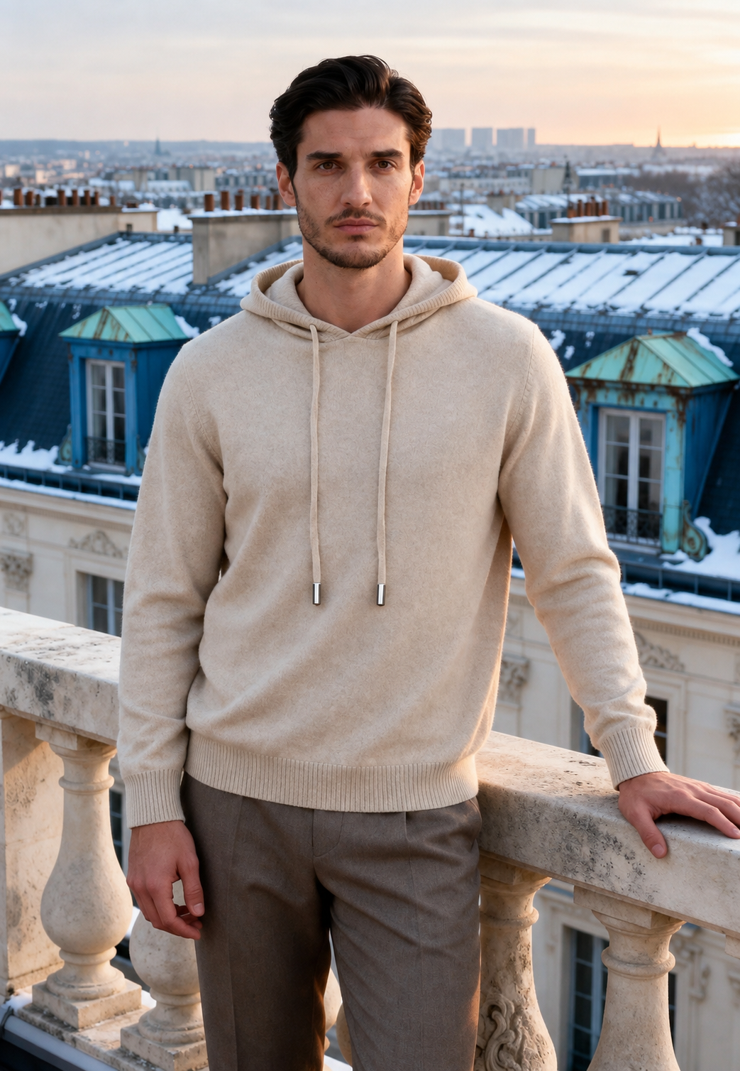 Sudadera de punto hombre capucha ajustable - Sébastien