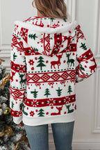Sudadera mujer capucha cremallera estampado navideño - Nolwenn