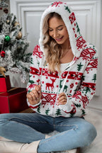Sudadera mujer capucha cremallera estampado navideño - Nolwenn
