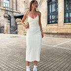Maya - Vestido midi con escote halter y aberturas texturizadas