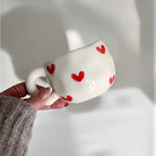 Taza de cerámica para hogar motivo corazones