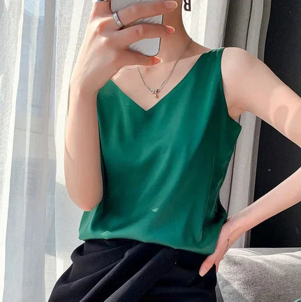Nora - Top femenino suave como la seda, elegante y vaporoso