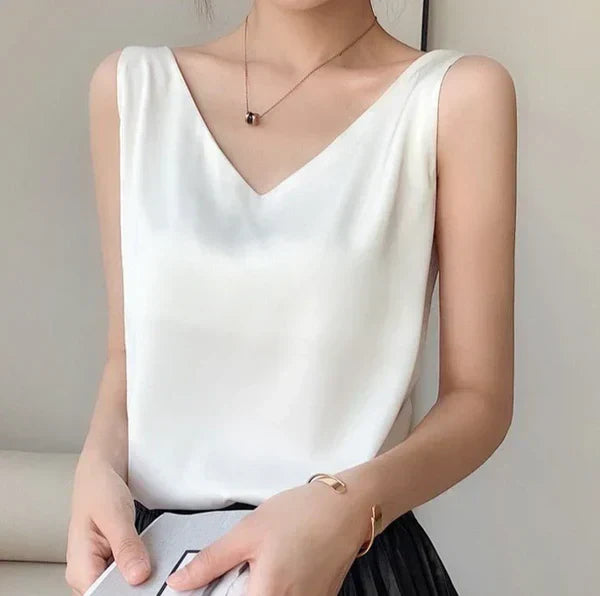Nora - Top femenino suave como la seda, elegante y vaporoso